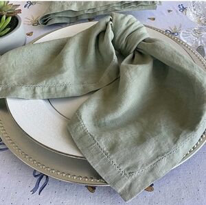 EightOwls French Linen Napkins 20" x 20" SAGE GREEN 4 FOUR Pure Linen SOKD OUT